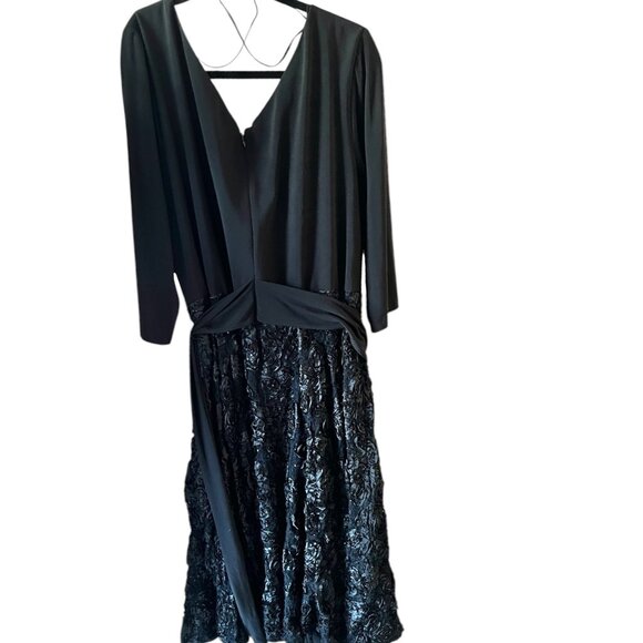 Alex Evenings Blk Dress 3/4 Sleeves Sequins Lace patassimenterie Women's Size 18 - Picture 13 of 16